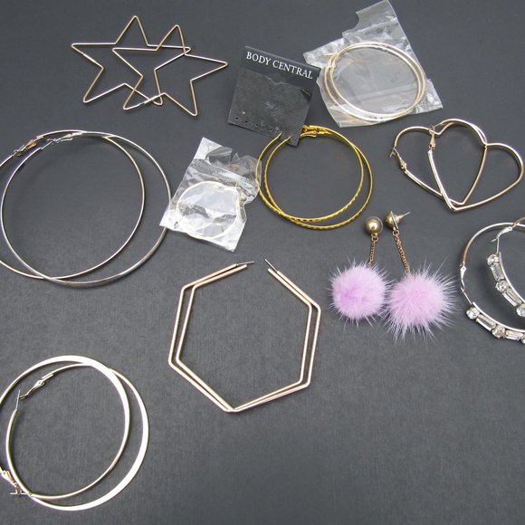 Large Oversized Hoop Earrings 10 Pairs - Picture 2 of 8